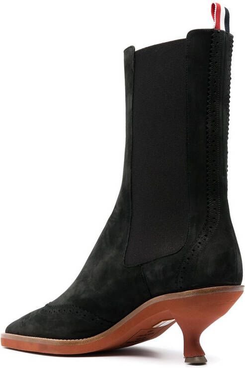 Thom Browne brogued wing-tip chelsea boot with sculpted heel Black
