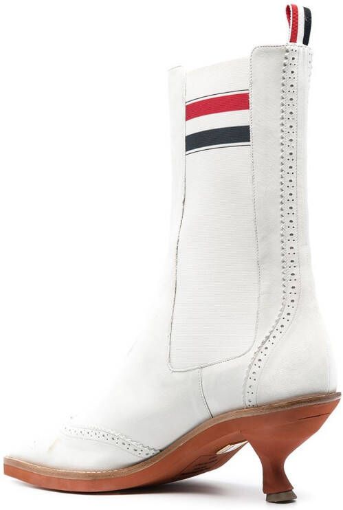 Thom Browne brogued wing-tip Chelsea boots White