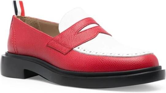 Thom Browne classic penny leather loafers Red