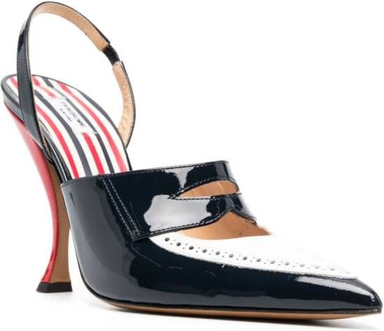 Thom Browne curved-heel 120mm leather pumps Black