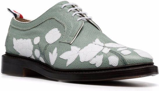 Thom Browne floral appliqué derby shoes Green