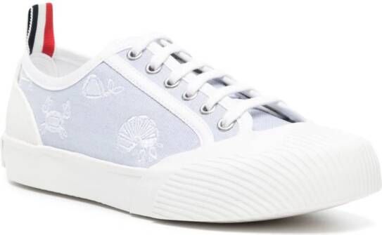 Thom Browne graphic-embroidered lace-up sneakers White