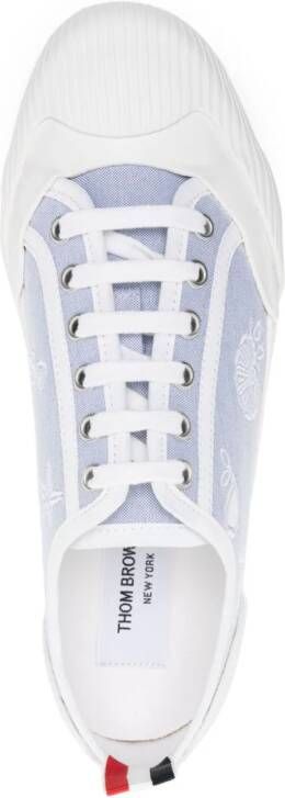 Thom Browne graphic-embroidered lace-up sneakers White