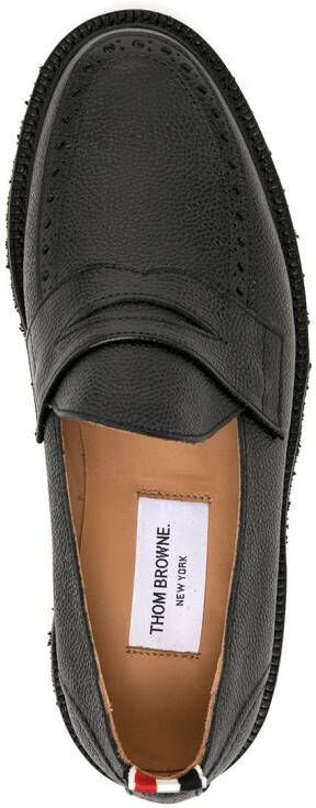 Thom Browne grosgrain-loop round-toe loafers Black
