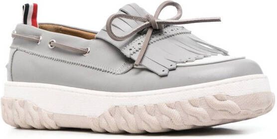 Thom Browne grosgrain-loop trim boat shoes Grey