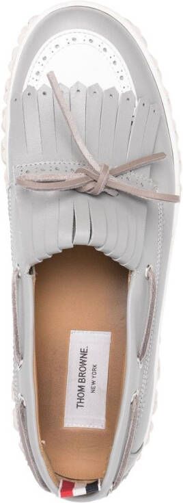 Thom Browne grosgrain-loop trim boat shoes Grey