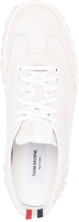 Thom Browne grosgrain-loop trim lace-up sneakers White