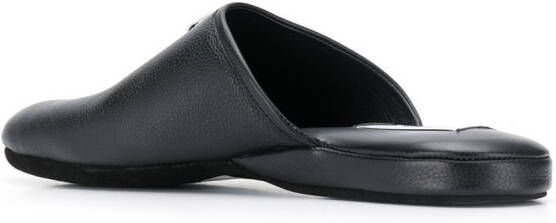 Thom Browne grosgrain tab pebbled slippers Black