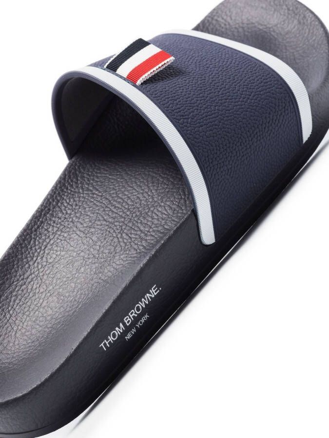 Thom Browne grosgrain-trim terrycloth slides Blue