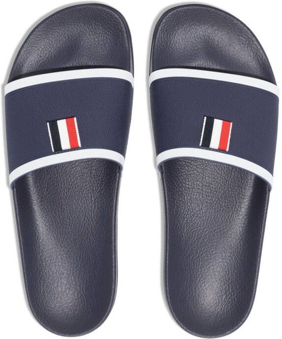 Thom Browne grosgrain-trim terrycloth slides Blue