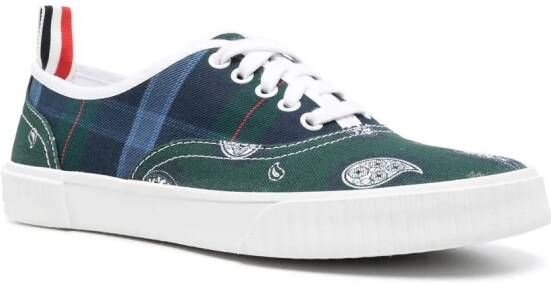 Thom Browne Heritage tartan canvas sneakers Green