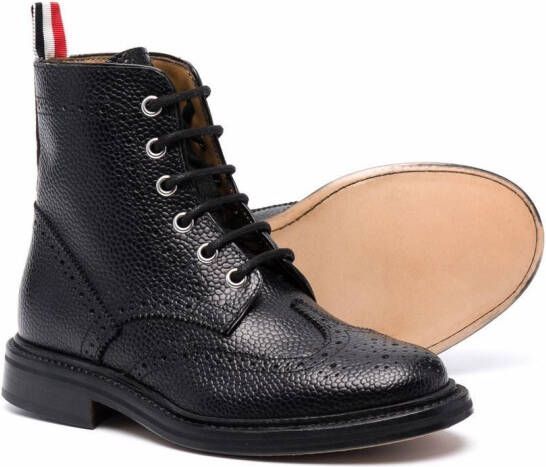 Thom Browne Kids brogue-detail lace-up boots Black