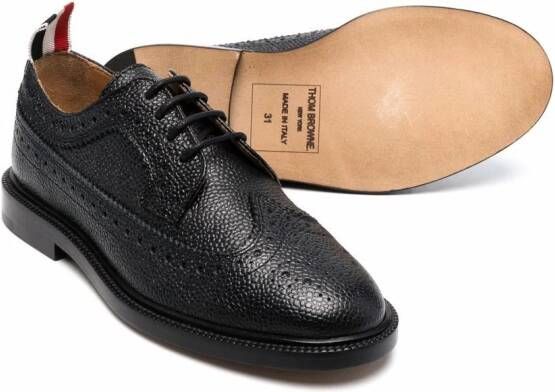 Thom Browne Kids pebbled-leather lace-up brogues Black