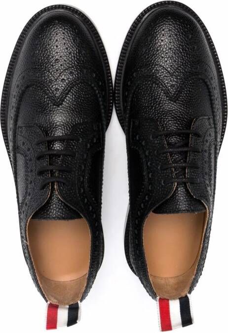 Thom Browne Kids pebbled-leather lace-up brogues Black