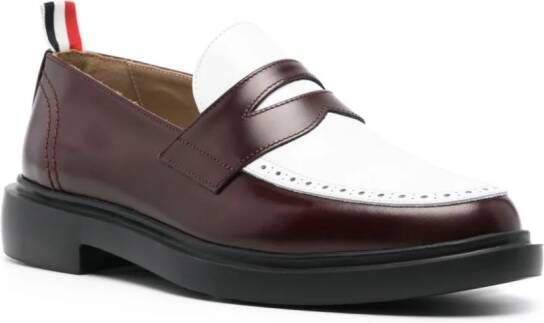 Thom Browne panelled leather loafers White