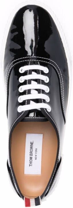 Thom Browne patent leather low-top sneakers Black
