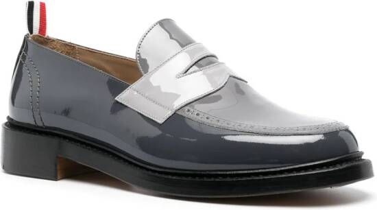Thom Browne patent-leather penny loafers Grey