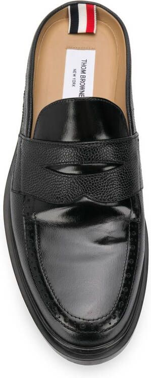 Thom Browne pebbled leather penny loafer mules Black