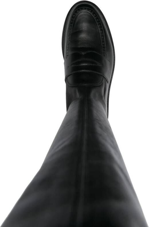 Thom Browne penny loafer knee-high boots Black