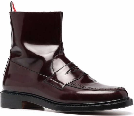 Thom Browne penny-slot ankle zip-up boots Red