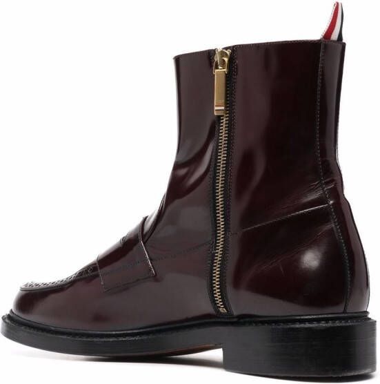 Thom Browne penny-slot ankle zip-up boots Red