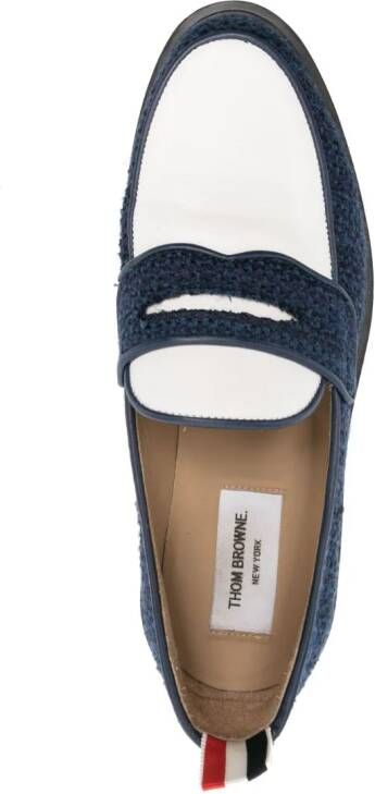Thom Browne penny-slot tweed loafers Blue