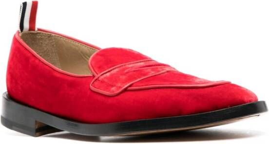 Thom Browne penny-slot velvet loafers Red