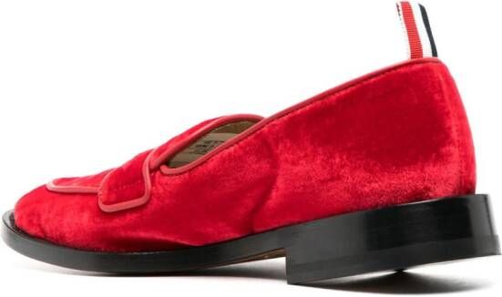 Thom Browne penny-slot velvet loafers Red