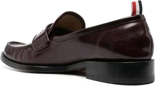Thom Browne pleated leather penny loafers Red