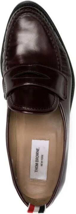 Thom Browne pleated leather penny loafers Red