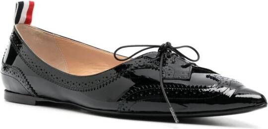 Thom Browne pointed-toe leather loafers Black