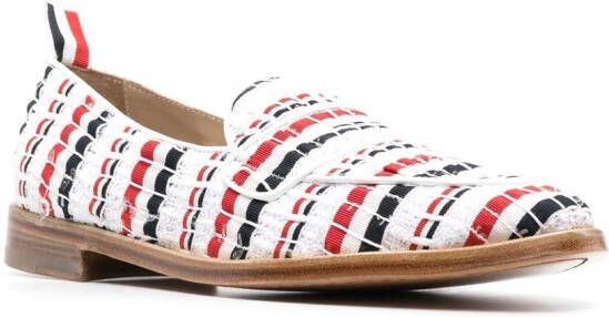 Thom Browne ribbon tweed penny loafers White