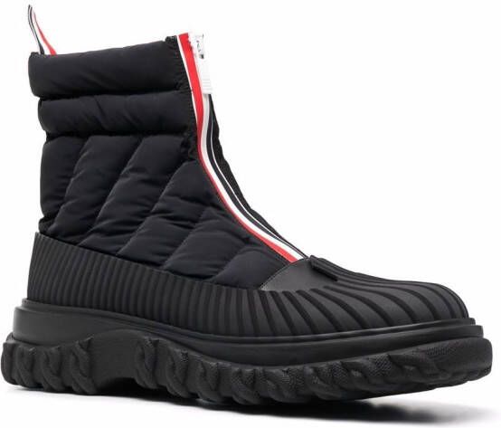 Thom Browne RWB-stripe quilted zip-up boots Black