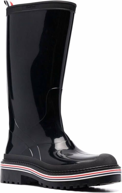 Thom Browne RWB-stripe rain boots Black