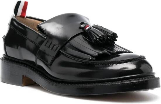 Thom Browne RWB-tab leather loafers Black