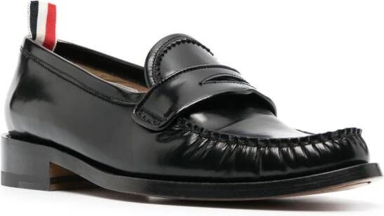 Thom Browne RWB-tab leather penny loafers Black