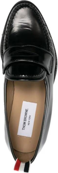 Thom Browne RWB-tab leather penny loafers Black