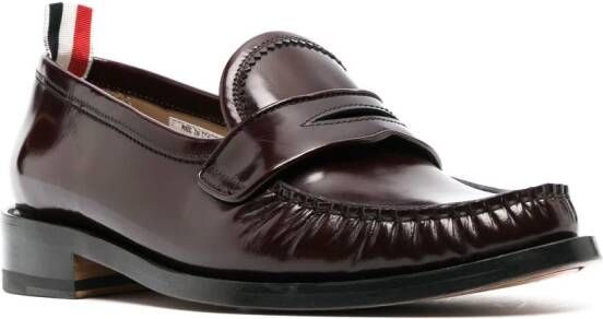 Thom Browne RWB-tab leather penny loafers Red