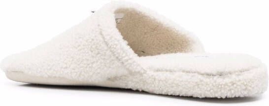 Thom Browne RWB-tab shearling slippers White