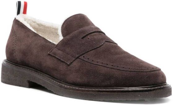 Thom Browne shearling-lining suede penny loafer