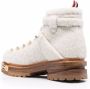 Thom Browne shearling logo-plaque lace-up boots White - Thumbnail 3