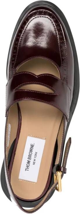 Thom Browne slingback-strap leather loafers Red