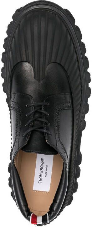 Thom Browne stripe-detail leather brogues Black