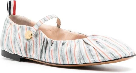 Thom Browne stripe-pattern cotton ballerina shoes Orange