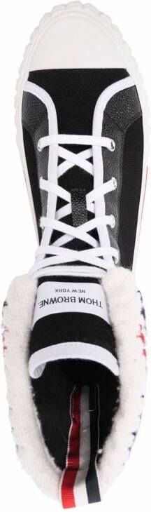 Thom Browne tartan-sole RWB stripe sneakers Black
