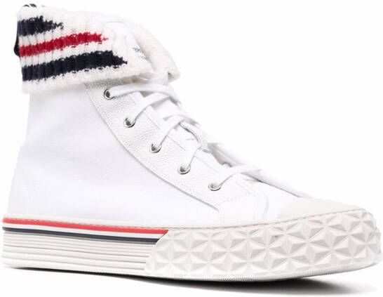 Thom Browne tartan-sole RWB stripe sneakers White