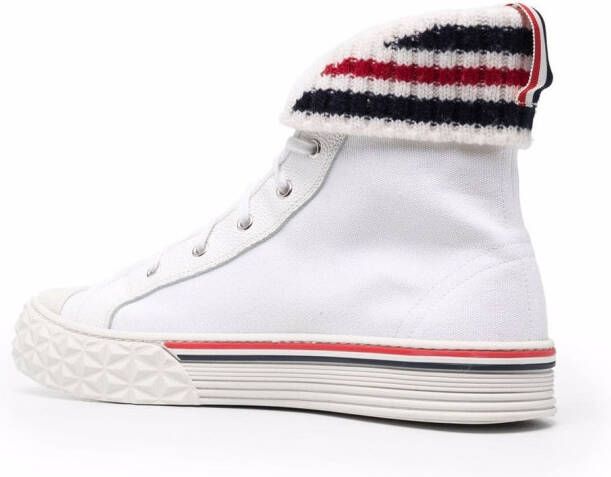 Thom Browne tartan-sole RWB stripe sneakers White