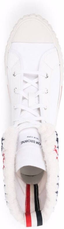 Thom Browne tartan-sole RWB stripe sneakers White