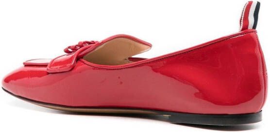 Thom Browne three-bow flat loafers Red