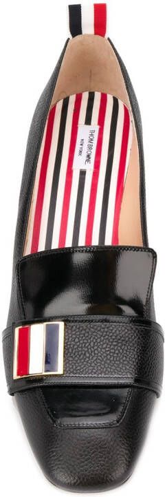 Thom Browne tricolour enamel strap loafers Black
